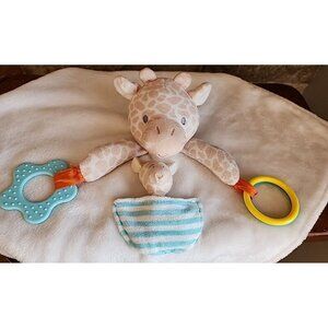 Carter’s Giraffe Lovey White Tan Baby Security Blanket Plush Teether